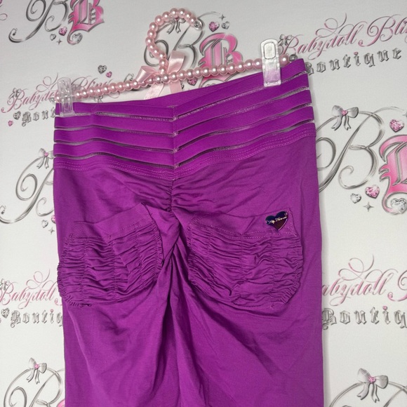 Cute booty lounge leggings pockets on back purple heart holographic logo scrunch - Picture 2 of 11